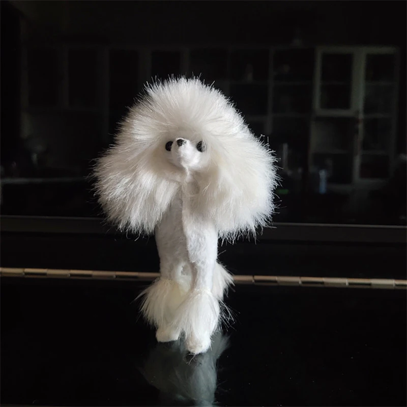 11cm elegante rosa poodle figura simulação cão brinquedos de pelúcia artesanato decoração para casa sala estar