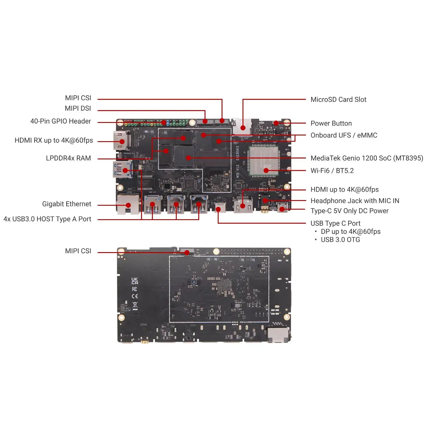 Radxa Nio 12l Development Board, Mediatek Genio 1200 Chip With an 8-core Cpu, Single-board Computer ( Microcontroller