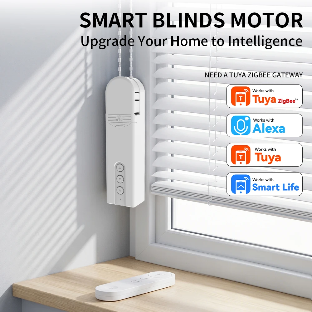Intelligenter Vorhangmotor für Tuya/Smart Life APP Sprachsteuerung Kompatibel mit Alexa Google Yandex Wiederaufladbarer Batteriebetriebener Automatischer Jalousieöffner für Rollos Einfache