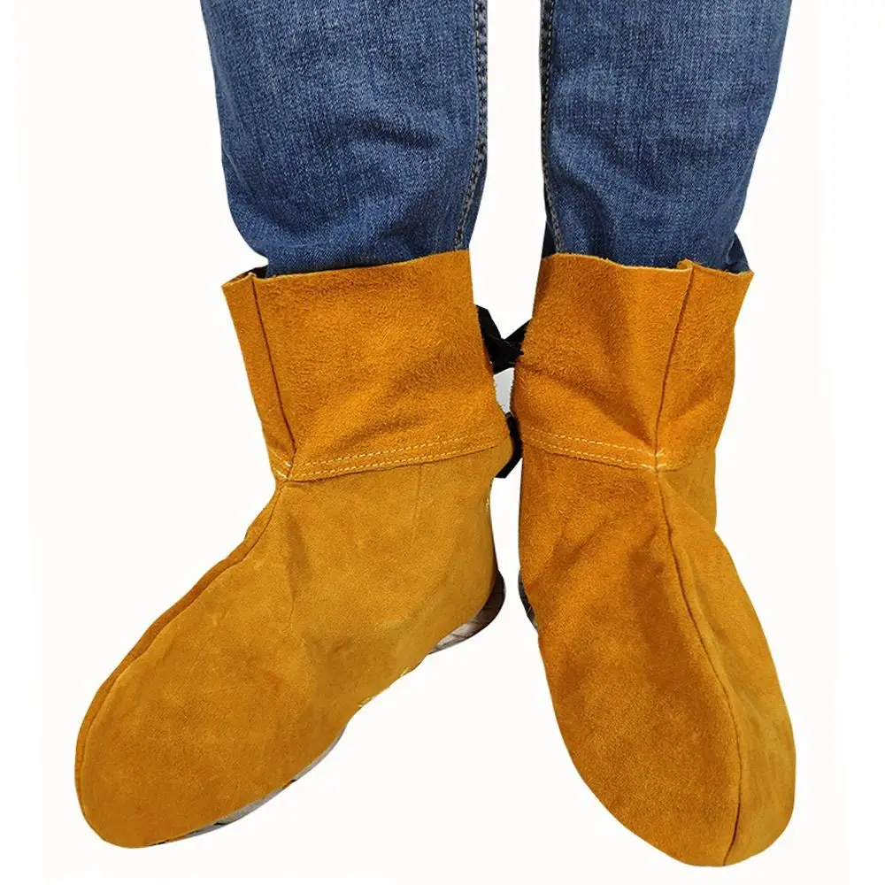 Thermal Insulation Cow Leather Welding Boot Safety Flame Resistant Anti Scalding Shoes Covers Foot Protection Working Sleeves