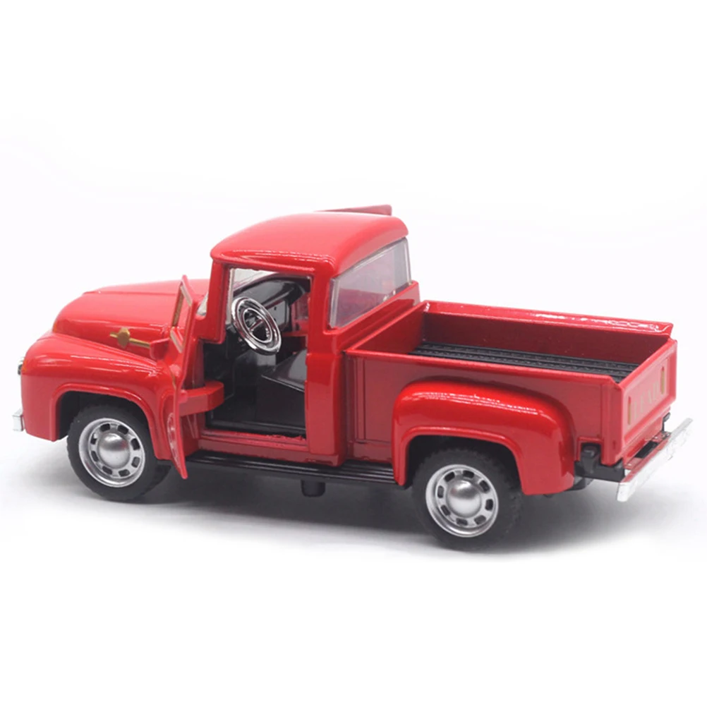 Red Metal Truck Toy Vintage Red Mini Desktop Decoration Kids Children\'s Christmas New Year Toy Gifts Home Office Decoration