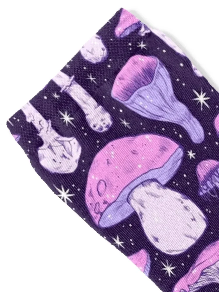 Deadly Mushrooms Dark Purple Socks with print kawaii gifts Hiking boots Man Socks Women's