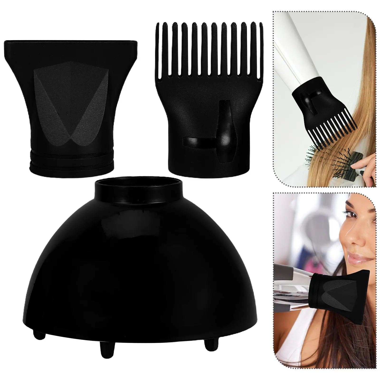 

1Set Universal Hair Dryer Accessories Set Diffuser Concentrator Comb Nozzle for Quick Drying Even Heat Distribution Portable