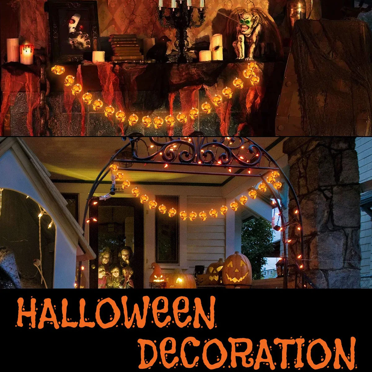 

Skull String Lights Halloween Decorations Outdoor Garden Party Lamps Eco Friendly Safe Use Warm Atmosphere Ideal Decor