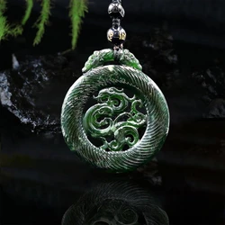 Jade Phoenix Pendant Necklace Charm Natural Chinese Amulet Fashion Black Green Gifts Jewellery Carved