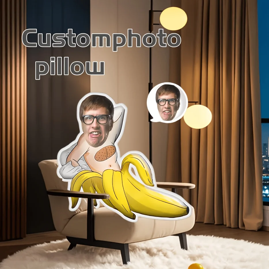 1pc - Custom Funny Banana Face Pillow - Personalized Photo, Hilarious Prank Gift for Valentine'S Day, Mother'S Day, Birthday, Fa