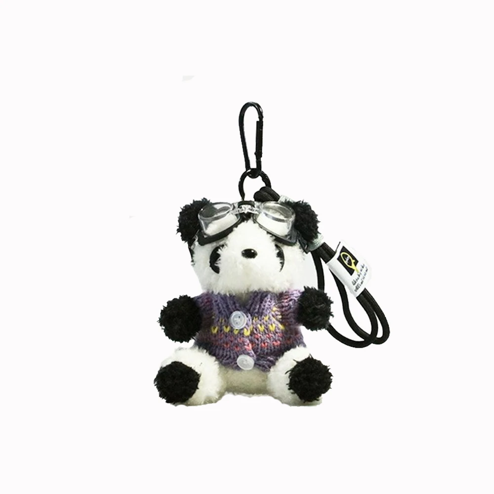 นักบิน Panda Key Chain น่ารักถักตุ๊กตา Plush รถ Key Chain Creative กระเป๋าจี้สาวของขวัญสร้างสรรค์ตุ๊กตาแว่นตากันแดดตุ๊กตาตุ๊กตา