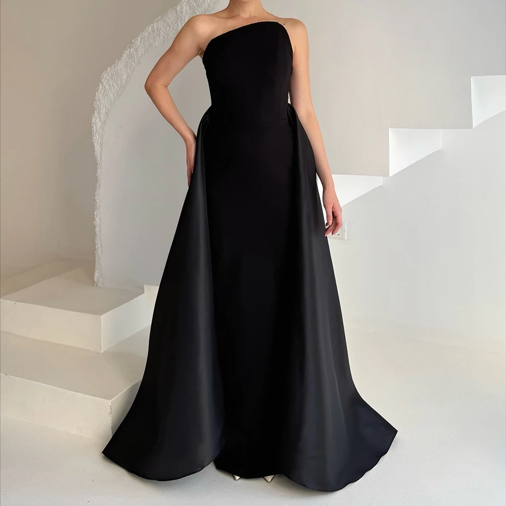 فساتين سهرة مخصصة على شكل حرف A بطول الأرض بدون حمالات بدون أكمام فستان حفلات بسيط على الموضة ثنيات بدون ظهر فستان كاجوال للحفلات