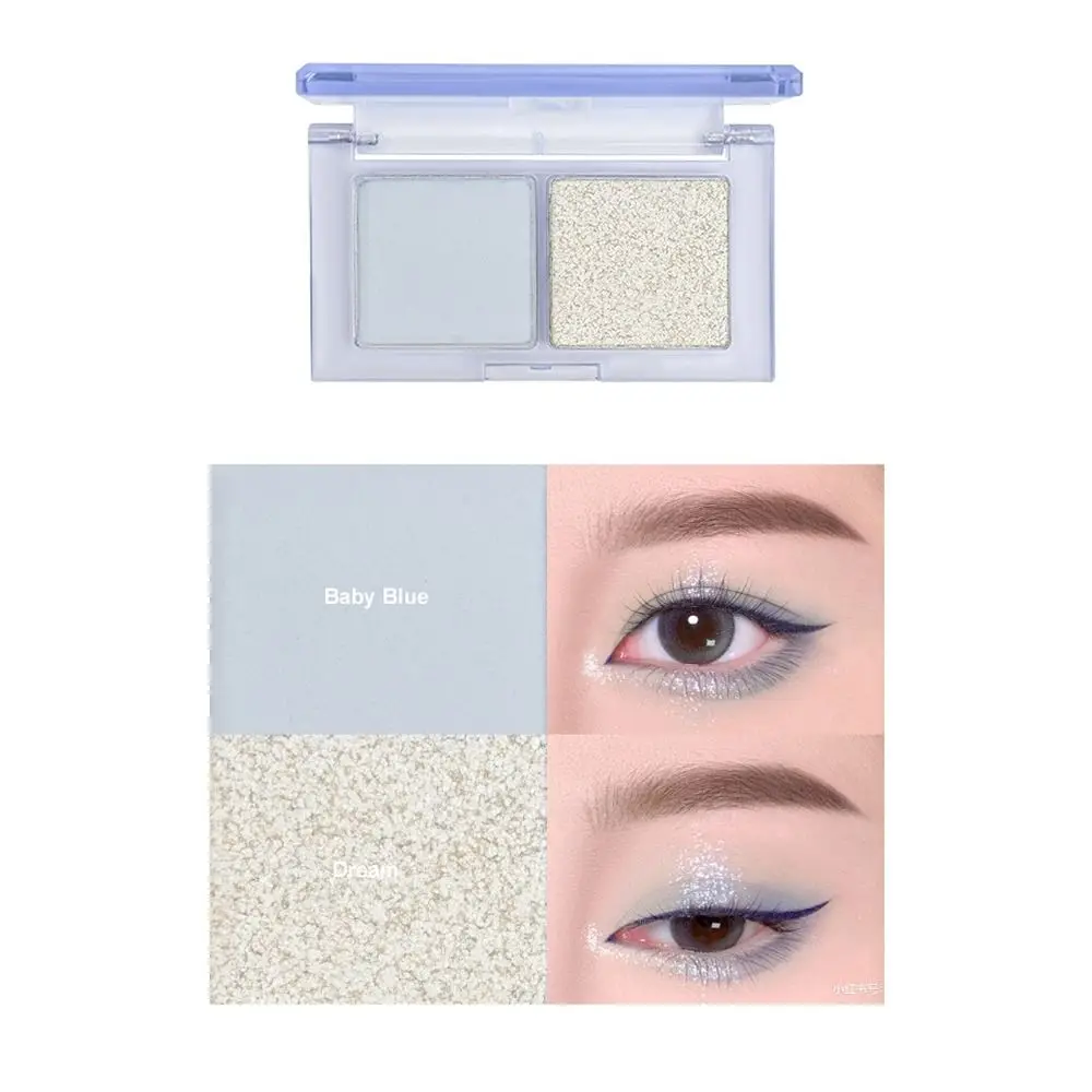 Matte Two-color Eye Shadow Palette Long Lasting Pearlescent Two-color Eye Shadow Glitter Powder Sweatproof Waterproof