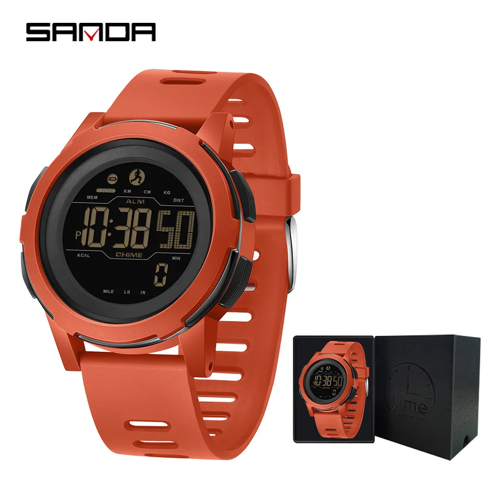 

SANDA Men's Sports Electronic Watch Women's 50 meter Waterproof Timer Step Calorie and Mileage Record Alarm Clock Night Light