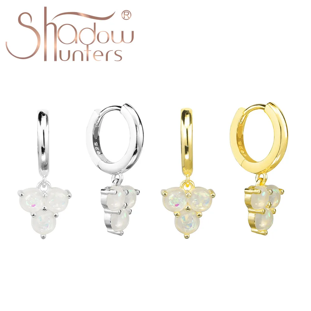 

Серьги-подвески SHADOWHUNTERS из стерлингового серебра 925 пробы с опалами, 3D-серьги в форме винограда, серьги-кольца с 3 круглыми опалами в форме треугольного кластера