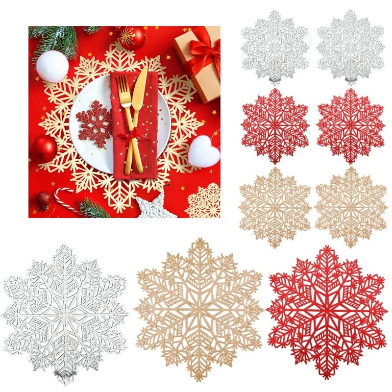 Weihnachten Vinyl Tischsets Schneeflocke Tischsets für Esstisch Urlaub Hochzeit Dekorative Küchentischsets