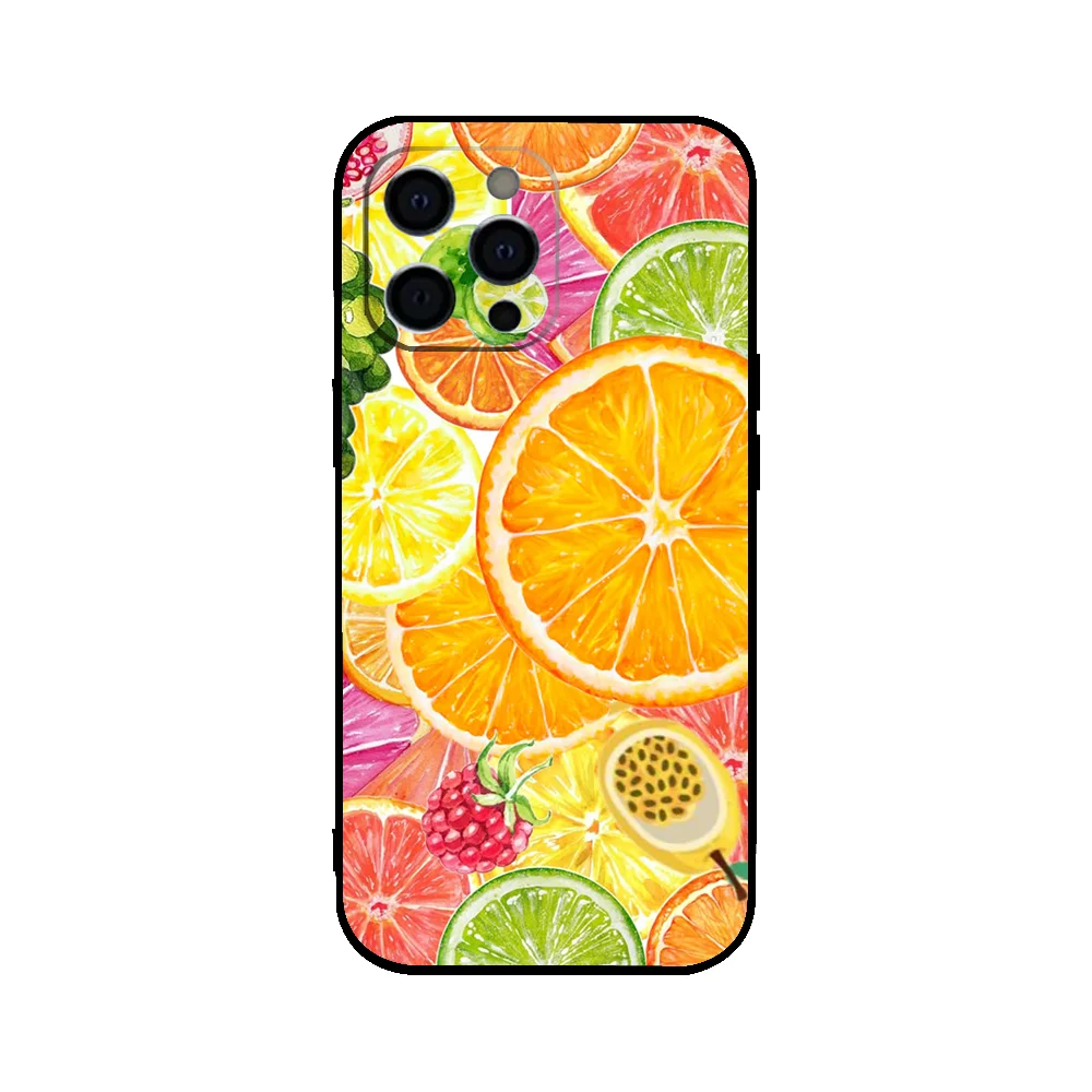 Fruit  Phone Case For Samsung S25,S24,S21,S22,S23,S30,Ultra,S20,Plus,Fe,Soft Silicone Black Cover