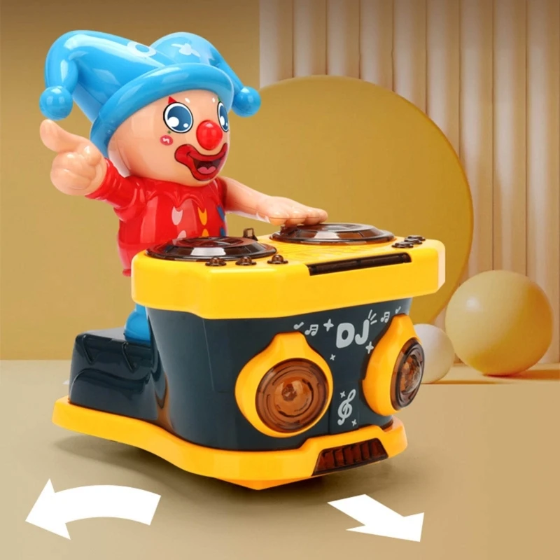 B2EB Rocking DJ Clown Toy for Child Cartoon Music Light Up DJ Clown Play Vehicle Kids Interaction Learning Toy Birthday Gift