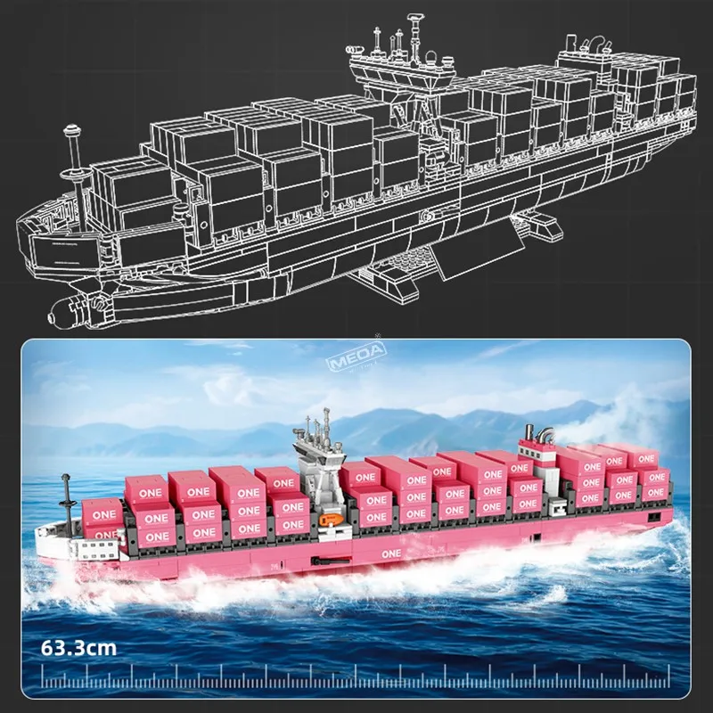 DIY Simulation Cruise Boat Bricks Model Sea Shipping Container Cargo Ship Building Bricks Decoration Ornaments Ocean-going Ship