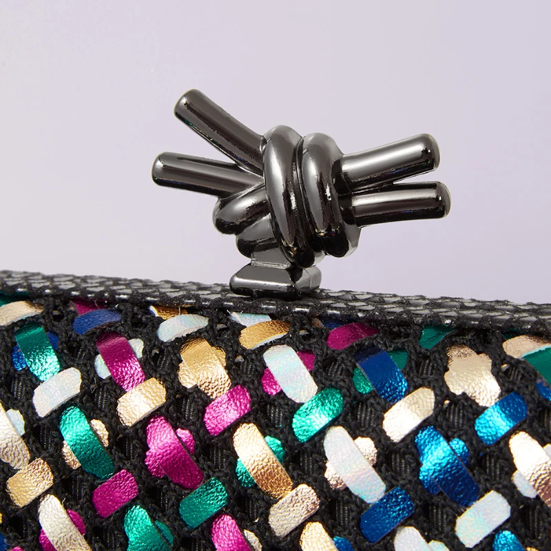 Hand Woven Clutch Purse Luxury For Women 2025 New High Grade Party Wedding Prom Mixed Colors Evening Bag Elegant Trend Chain Bag