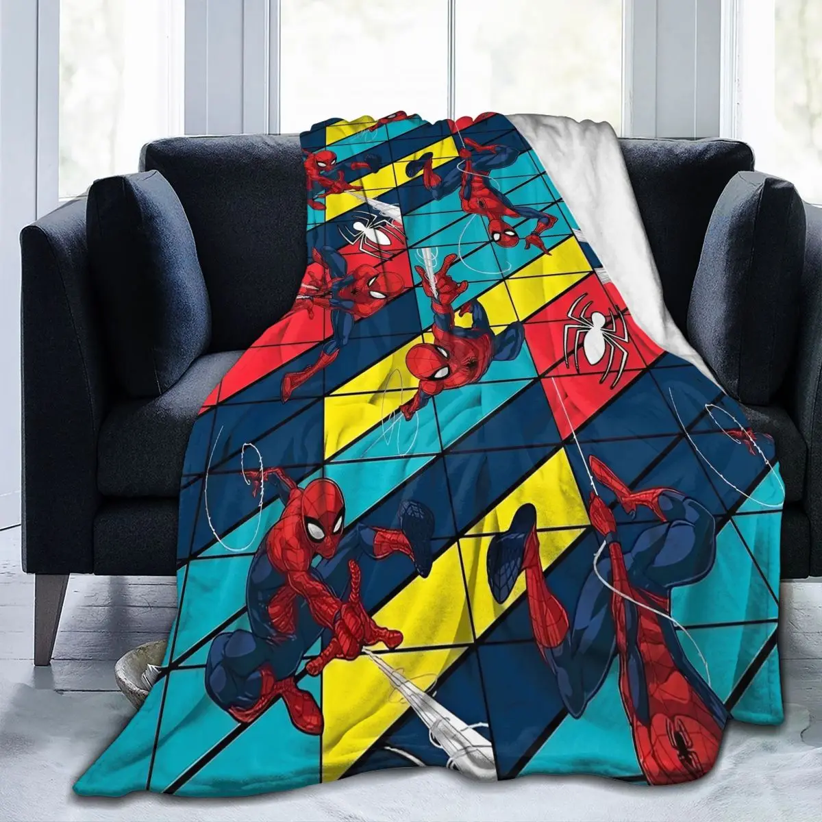 Manta suave y cálida para niños, Camping, el increíble Spider-Man, manta de película, colcha de franela para sofá cama, funda de sofá cama Pop