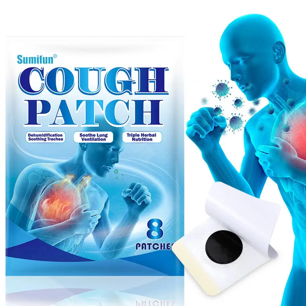 8pcs Cough Patch Asthma Cold Sore Throat Pneumonia Chinese Herbal Sticker Excessive Phlegm Anti-Itching Medical Plaster