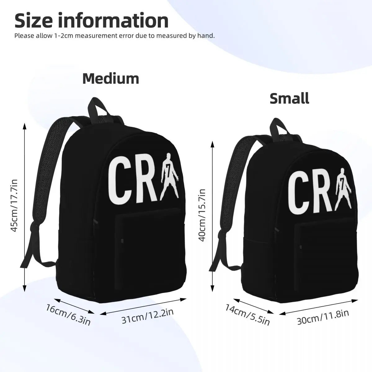 Number CR7 Football Backpack for Boy Girl Kids Student School Bookbag Soccer Canvas Daypack Preschool Primary Bag Gift