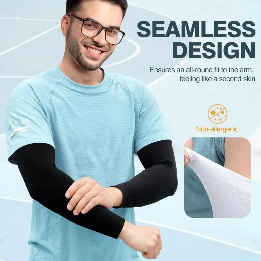 2 paia di maniche da braccio rinfrescanti con protezione UV, maniche da sole Comprion per uomo, donna, tatuaggio giovanile, copertura UPF 50