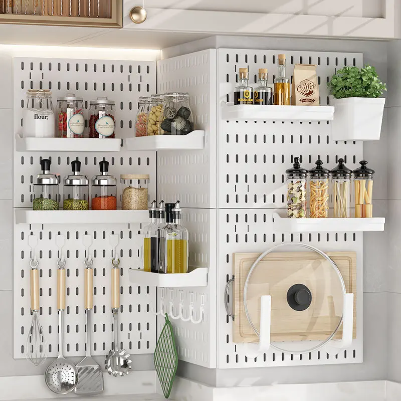 منظم حائط Pegboard لغرفة الألعاب، منظم رف تخزين المطبخ، ملحقات لوحة تخزين مثقوبة للمكتب المنزلي
