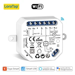 LoraTap Tuya Smart Life Curtain Blinds Roller Shutter Switch Relay Module App Remote Control Work with Alexa Google Assistant