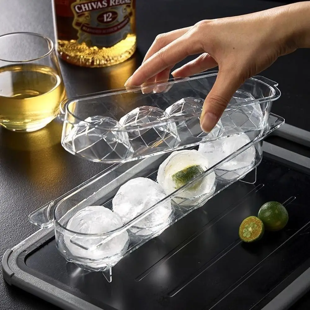

Reusable Design Ball Shaped Ice Mold Low Temperature Resistant Freezer Safe Spherical Ice Maker Quick Release 4 Compartment