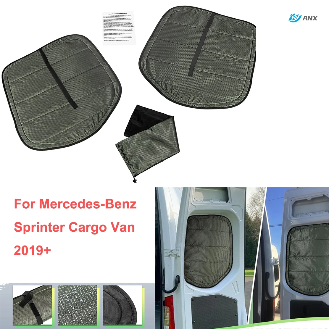 

ANX Rear Door Covers for Mercedes-Benz Sprinter Cargo Van 2019+ Insulated Blackout Windows Covers Interior Accessories Parts