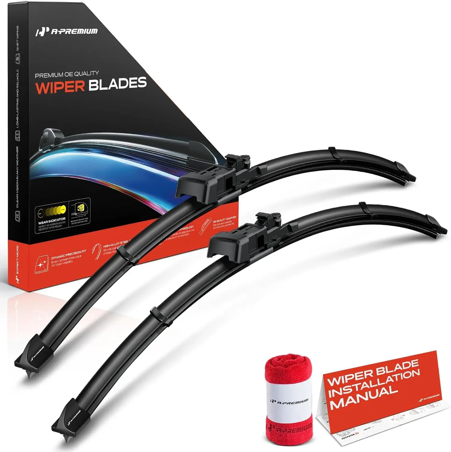 

Pack of 2 Windshield with Wear Indicator & Towel - Compatible with Buick Enclave 2008-2017, Lucerne & Pontiac G6 & Saturn Aura,