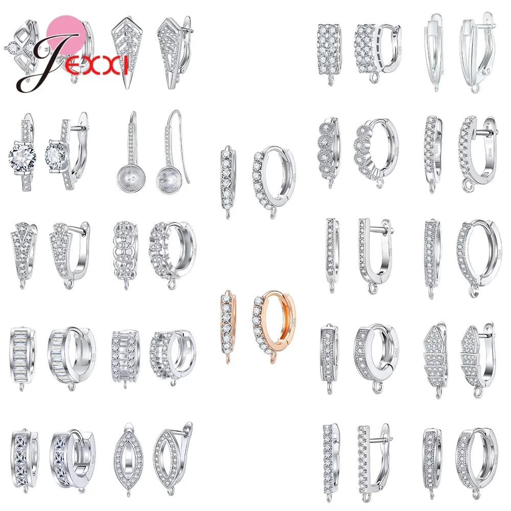 New Statement DIY Earrings Clasps Hooks For Woman Handmade Jewelry Making Accessories Fashion Design Cubic Zirconia Earrings