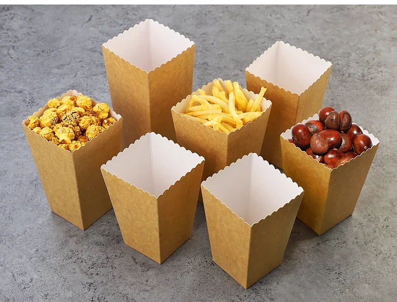 Hot Sale 100 pcs  Kraft  Paper Popcorn Boxes Bag Birthday Party decorations kids baby shower boy Girl party supplies