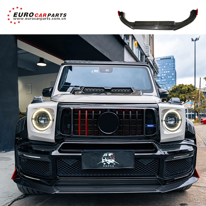 

G-Class W463a W464 Rocket Front Bumper Lip Dry Carbon Fiber Car Spoiler Diffuser For W464G500 G550 G63 2018-2021 Year Body Parts