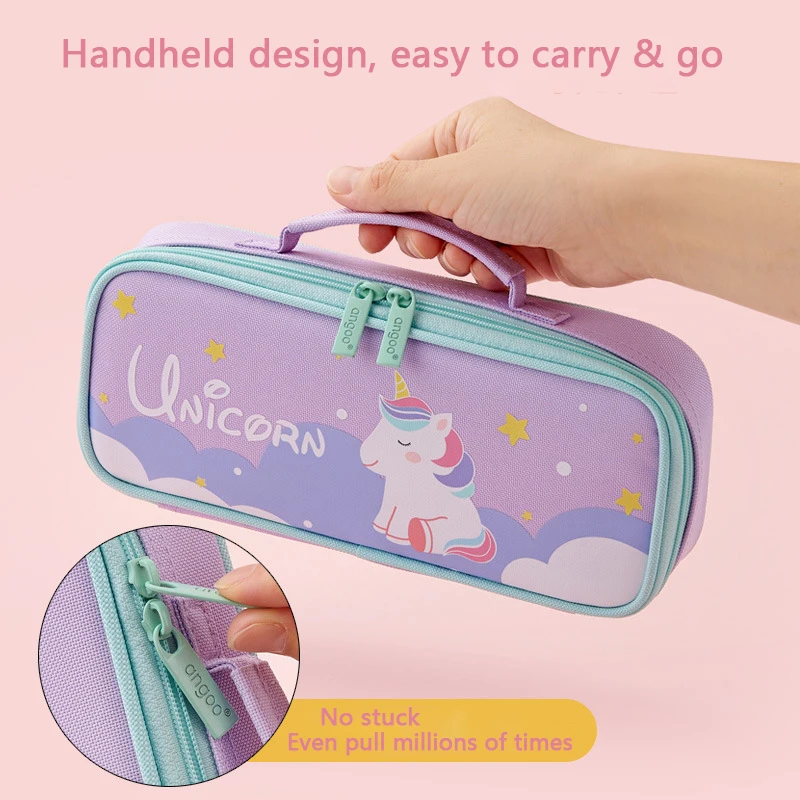 Imagem -04 - Kawaii Unicórnio Lápis Case Bolsa de Lápis dos Desenhos Animados Grande Capacidade Box Pouch Material Escolar Papelaria Presente