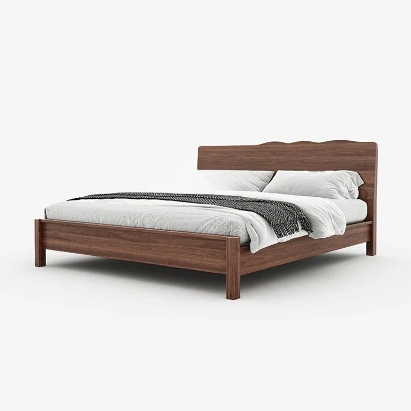 

North America Black Walnut Full Solid Wood Bed 1.8 M Nordic Modern Minimalist Log 1.5 M Furniture Double Marriage Bed