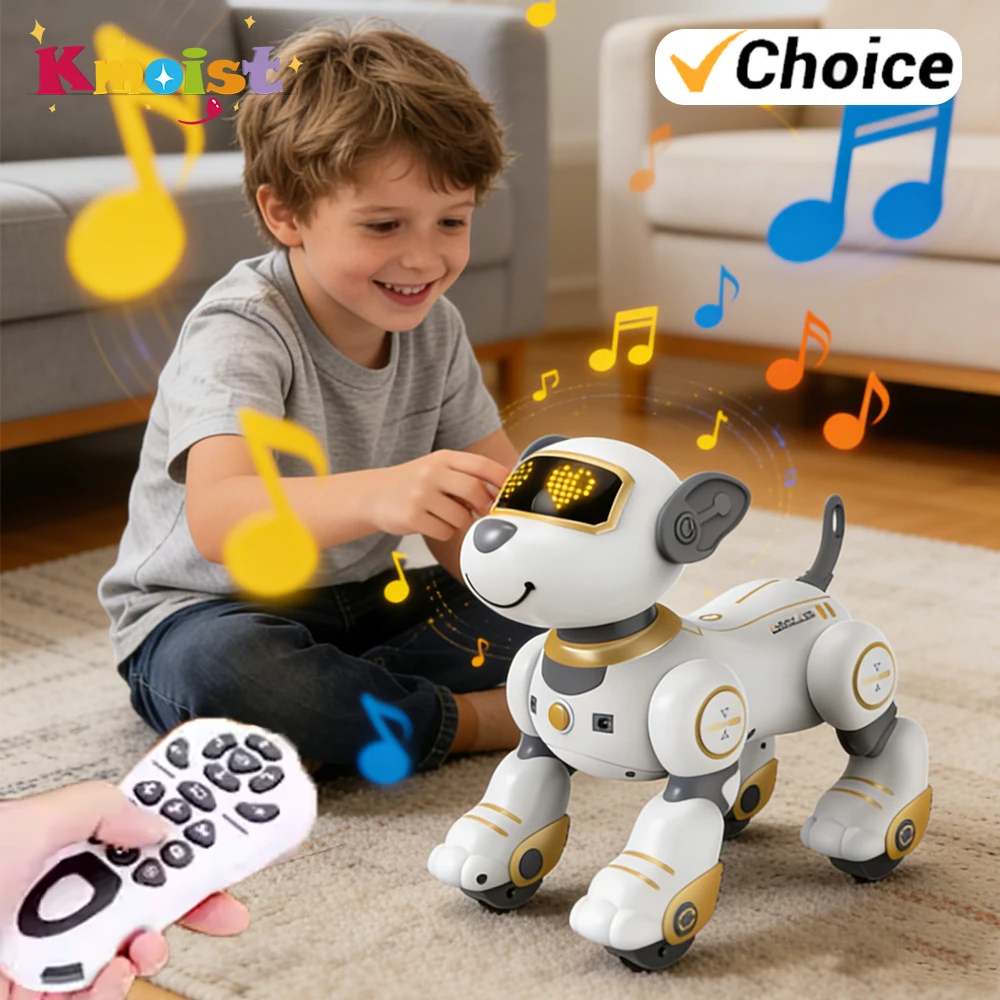 Zdalnie Sterowany Robot RC, Akrobacje, Chodzenie, Tańczenie, Elektryczny Piesek, Zabawka dla Dzieci, Inteligentne Zabawki Dotykowe na Prezent Urodzinowy dla Chłopców i Dzieci