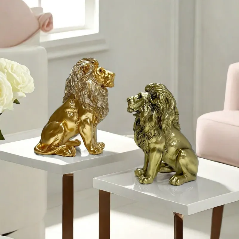 

Lion Sculpture Nordic Style Home Decorations Cute Resin Animal Lion Statue Figurine Feng Shui Ornament for Housewarming Gift