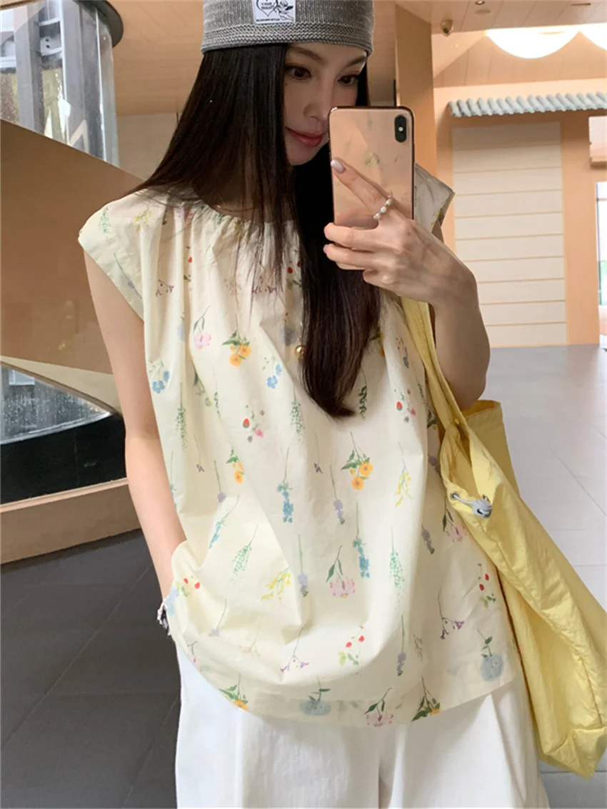 Alien Kitty Flowers Sweet Blouses Cotton Women Printed Vacation Gentle 2024 Slim New Office Lady Chic Summer Fashion Blusas