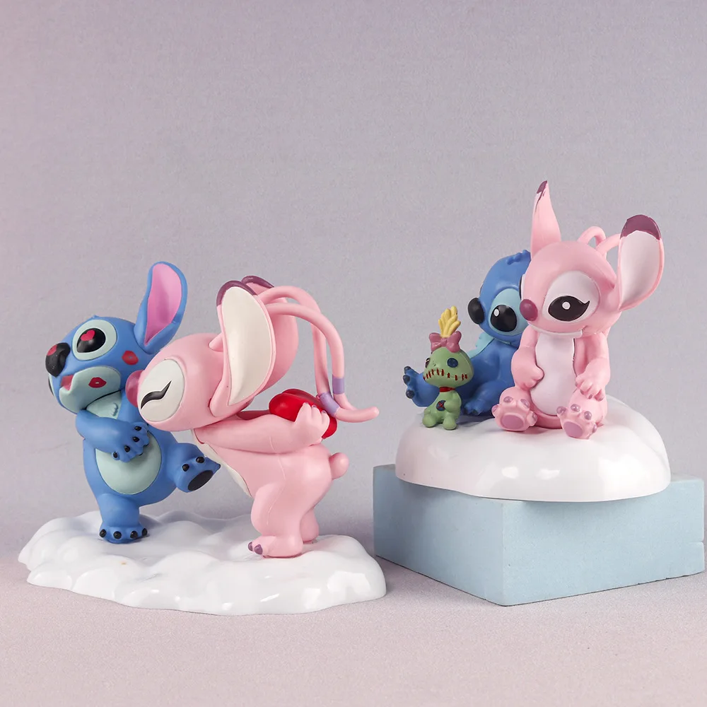 Disney Stitch Angel Anime Cartoon Lilo & Stitch Cute Action Figures Decoration Collectible Decoration GK Model Toys Kids Gift