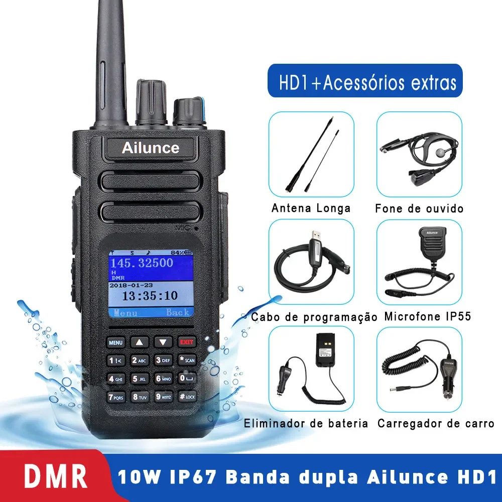 Ailunce HD1 Radio DMR Digital Radio Comunicador Profissional Radio Amador Longo Alcance Rafio Comunicador  VHF UHF Rádio Portátil Walk Talk Ham Radio Comunicador Digital Radioamador Longa Distância Dual Band