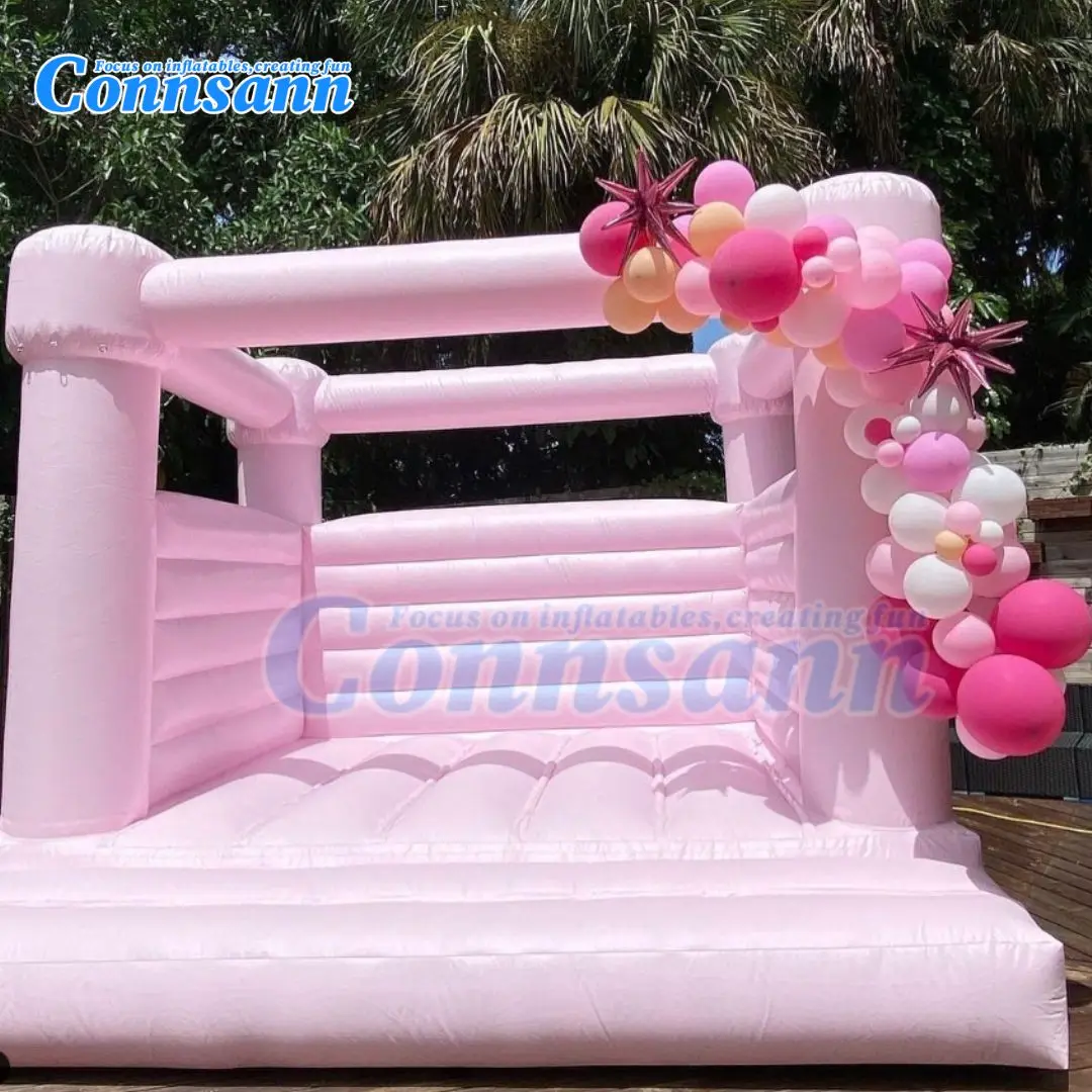 Inflatable White Bounce House Pink Jumper Bouncy Castle for Wedding Party Inflatable Bouncer with Blower Customization