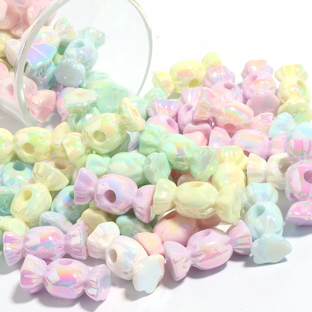 10pcs/lot AB Color Plated Candy Shape Acrylic Beads Large Hole Loose Spacer Beads DIY Bracelet Necklace Jewelry Making