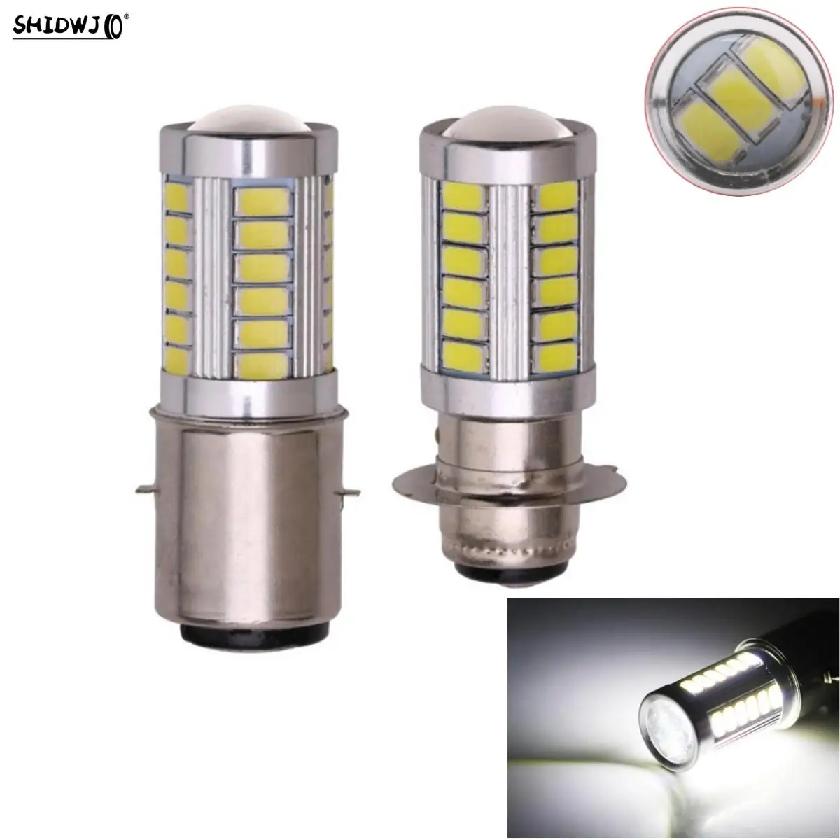 1pc 12/24v px15d ba20d conduziu a lâmpada de luz nevoeiro faróis da motocicleta automóvel 33 smd luz do motor farol automóvel accessoires