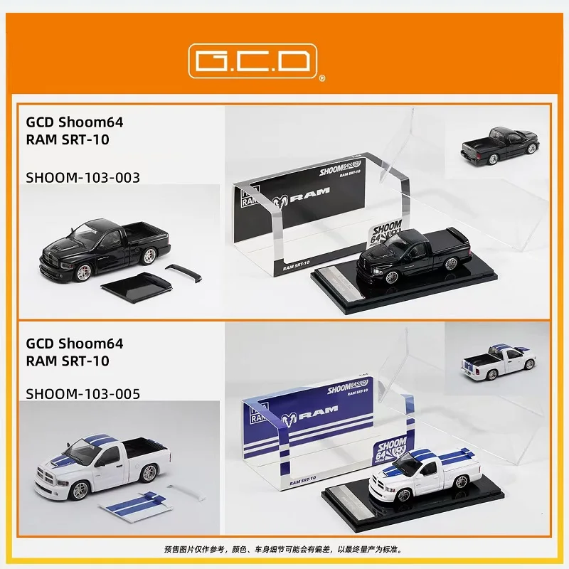 [พรีเซล] รถโมเดลไดแคสต์ Shoom64 x GCD 1:64 รถกระบะ Dodge RAM SRT-1 สีดำ/ขาว