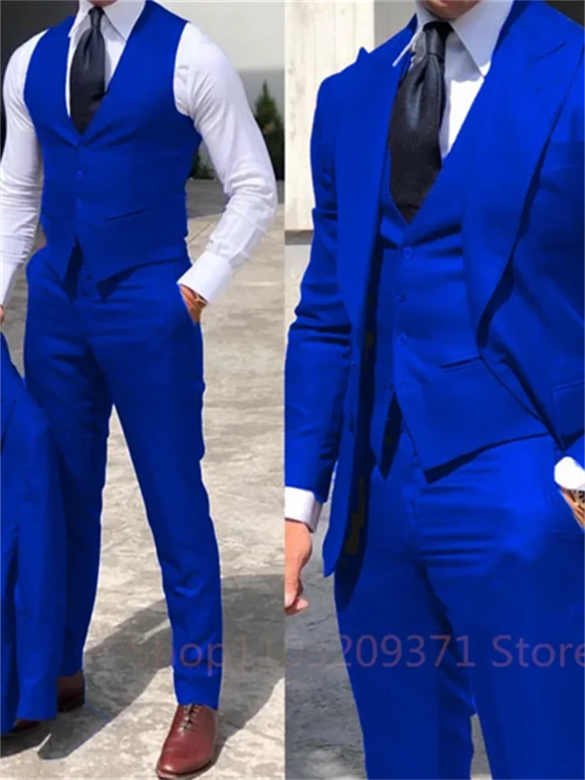 3 Piece Purple Set  Men Business Suits Groom Groomsman 3 Pieces Wedding Party Formal Occasions Tuxedo Jacket Vest Pants