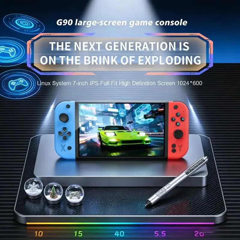 

Портативная игровая консоль G90 с 7,0-дюймовым IPS HD-экраном, классической библиотекой игр, эргономичным компактным дизайном для развлечений в дороге