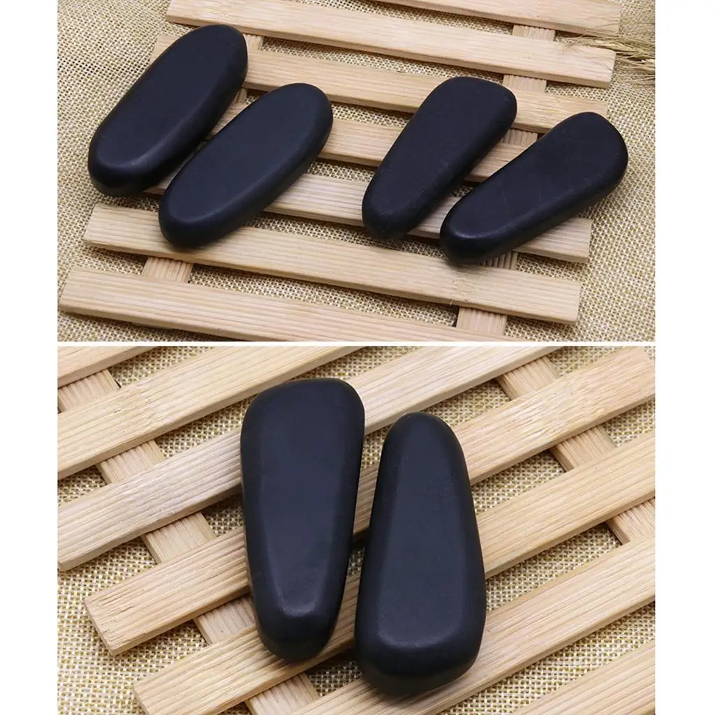 2pcs Hot Massage Stones Natural Lava Basalt Heated Warmer Stone Body Heating Smooth Massage Stones for Spa Massage