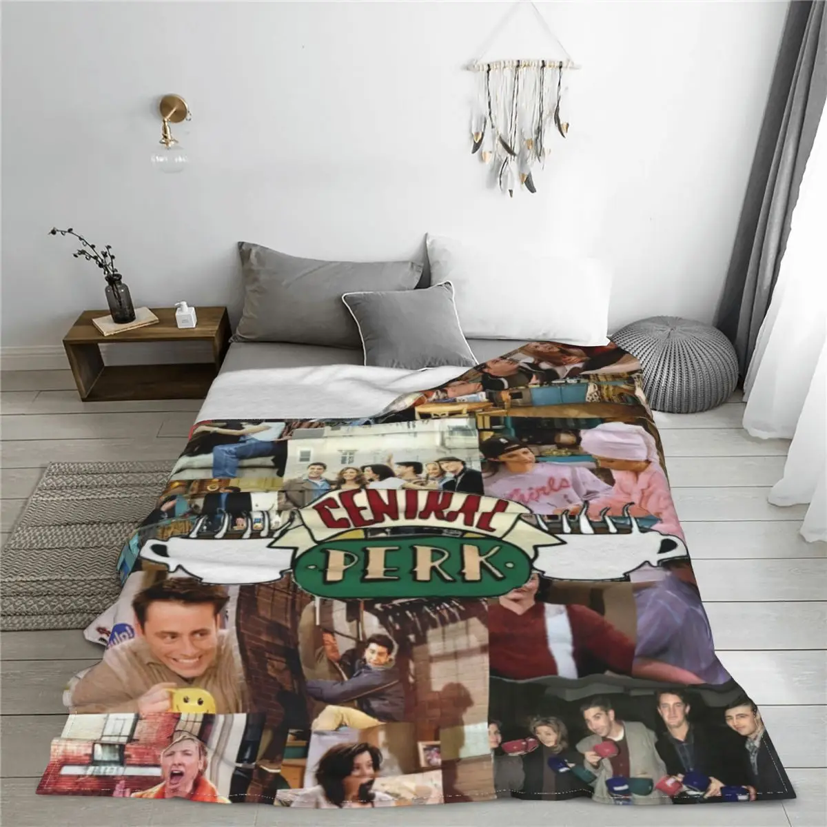 Friends TV Show Collage Blanket Central Perk Fleece Funny Soft Throw Blankets for Bedding Lounge Winter