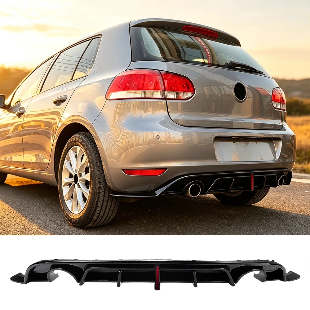 

For Volkswagen Golf MK6 Standard TDI TSI 2008-2012 With Light Rear Bumper Valance Diffuser Spoiler Cover Exterior Guard Tuning