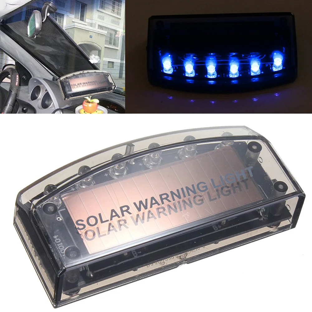 6 Led Car Anti-theft Warning Lights Solar Powered Car Fake Light Simulated Dummy Led Car Lamp Caution Led Lamp