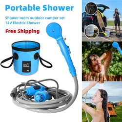 Portátil Camping Shower 12v isqueiro do carro Handheld Outdoor Camp Shower Bomba para Travel Camp Caminhadas Pet Shower Car Wash